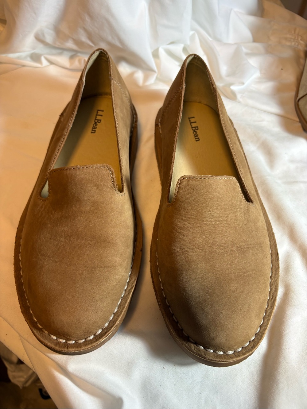 L.L. Bean Tan Suede Slip-On Loafers